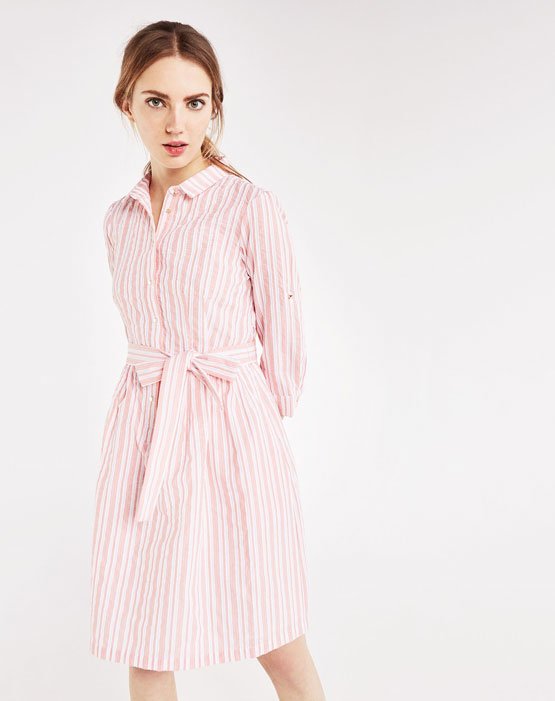 vestido cor de rosa cortefiel