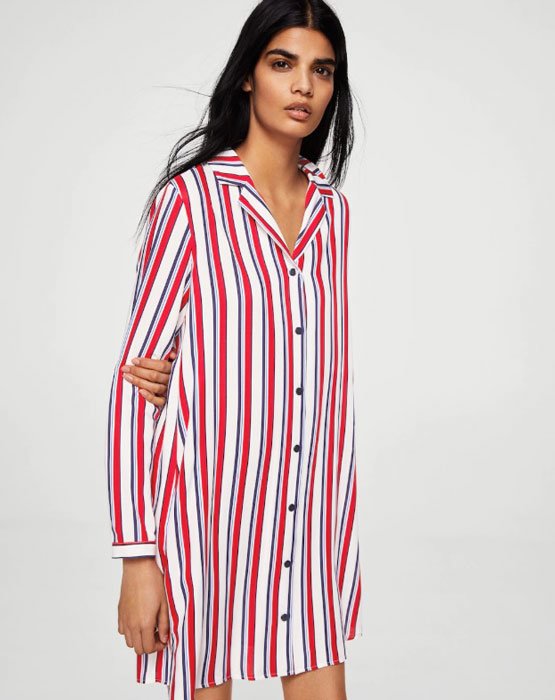 vestido riscas mango