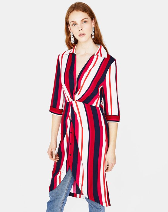 vestido riscas bershka