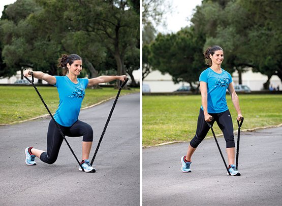 lunge com abduç~~ao do braço contra resitência