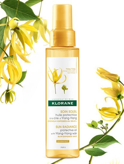 óleo Klorane com ylang ylang protege cabelos sol