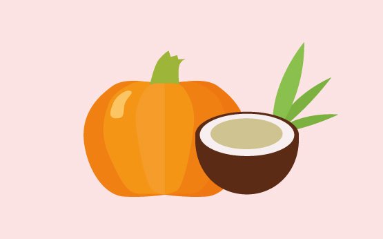 máscara nutritiva de abóbora e coco