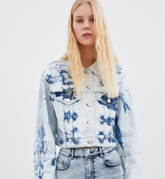 tie-dye blusão de ganga zara