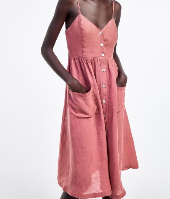 vestido de linho zara