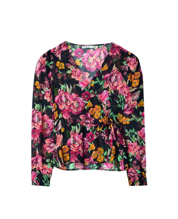 camisa com padrão floral Stradivarius