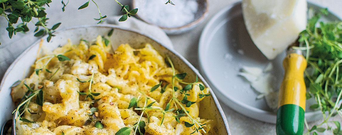 Massa com couve-flor, tomilho e parmesão para a família toda