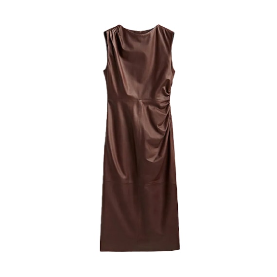 Vestido de pele franzido