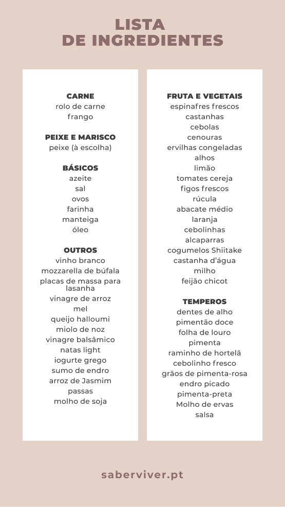 lista ingredientes