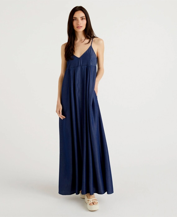 vestido azul benetton