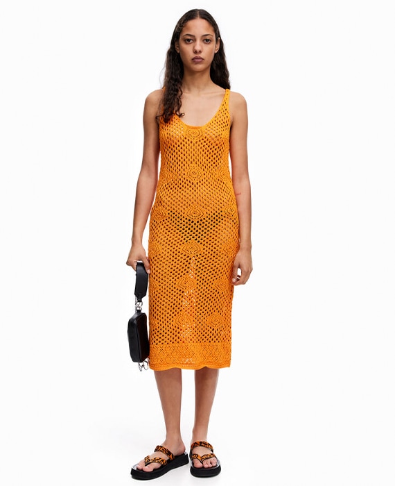 vestido renda laranja bimba y lola