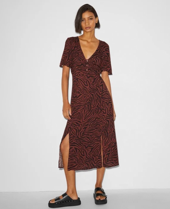 vestido padrão zebra c&a