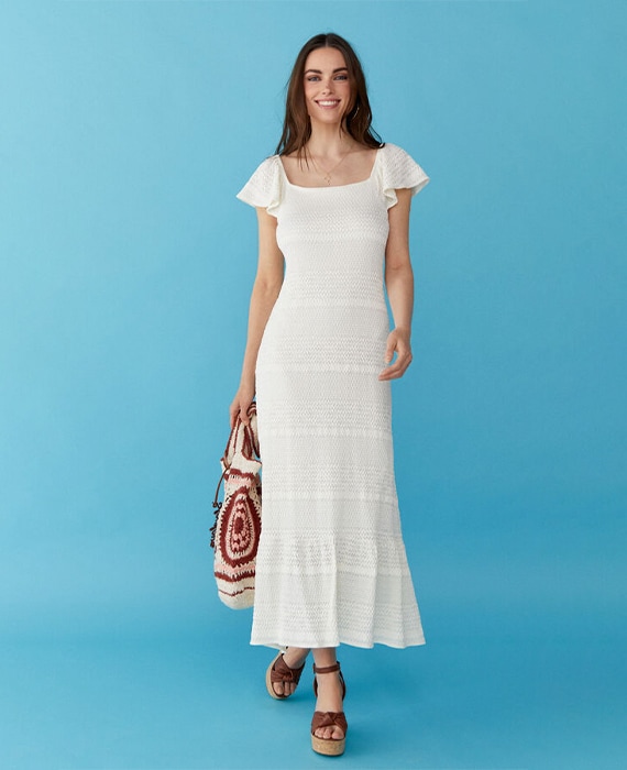 vestido branco cortefiel