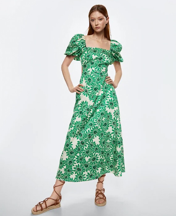 vestido flores mango
