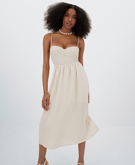 vestido corpete stradivarius