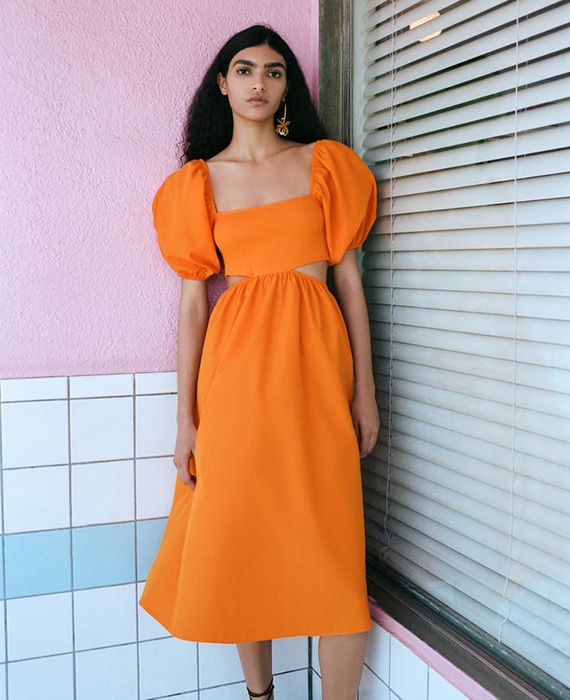 vestido laranja zara