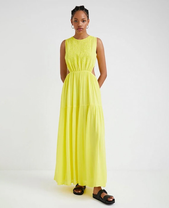 vestido amarelo desigual