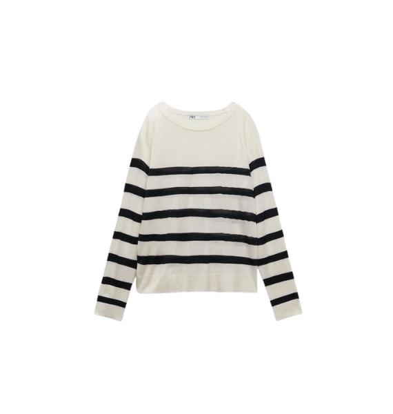 camisola malha às riscas zara