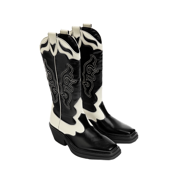 Botas cowboy em dois tons