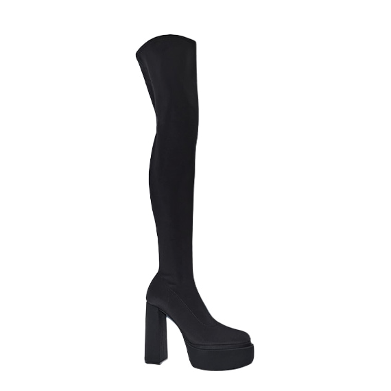 Botas em tecido de plataforma