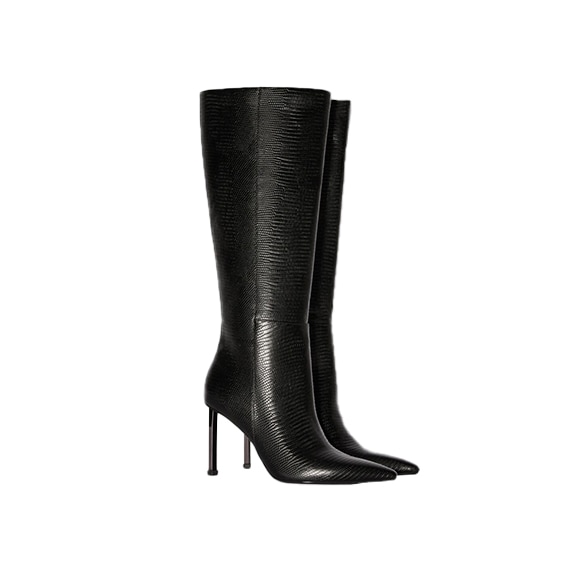 Botas gravadas de tacão fino