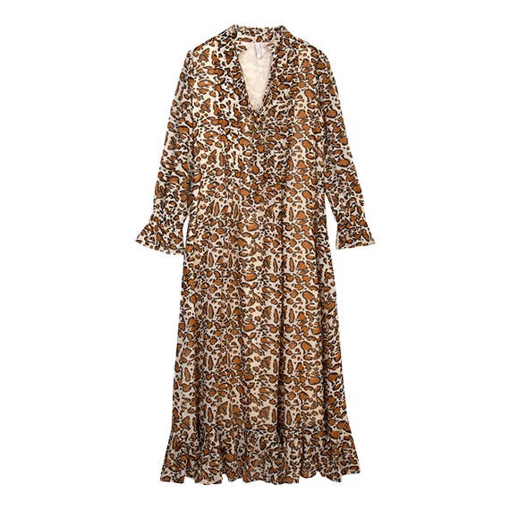 Vestido comprido com padrão animal