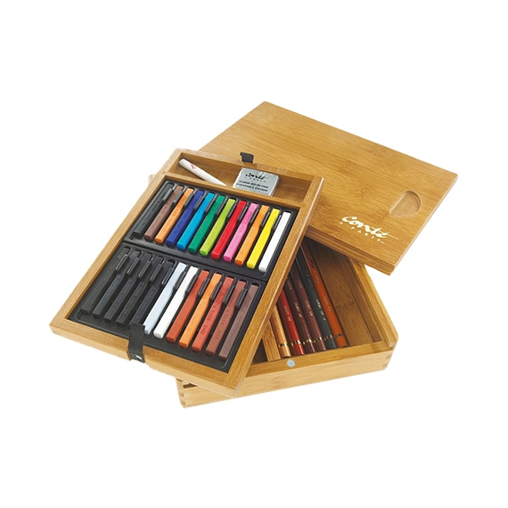 Kit de desenho com lápis e pastéis