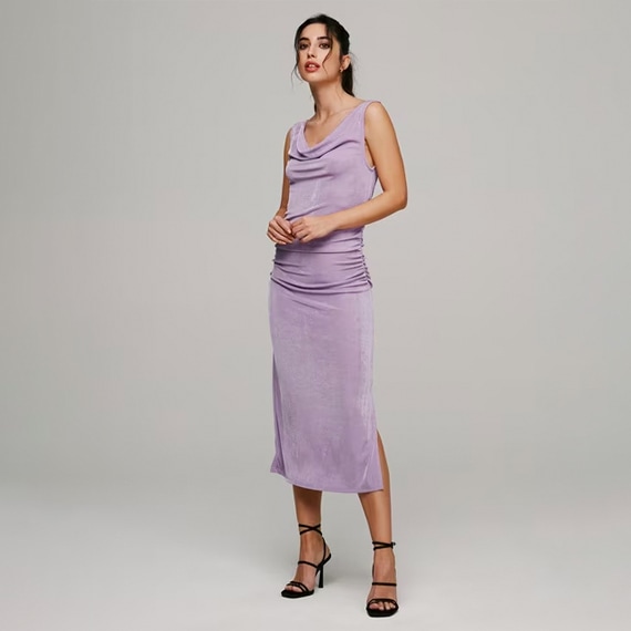 Vestido midi drapeado