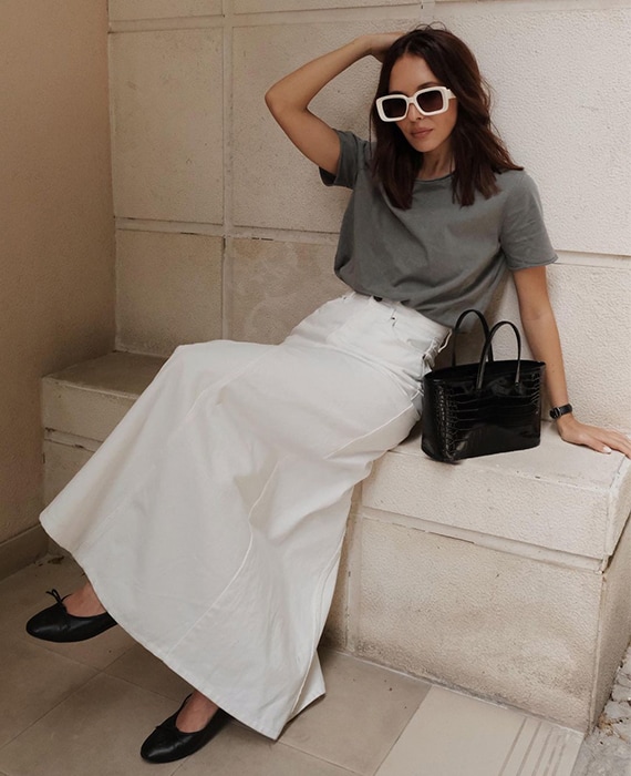 saia de ganga comprida branca looks