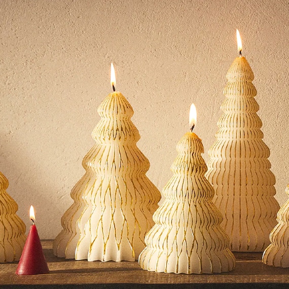 decorações de mesas de Natal árvores velas