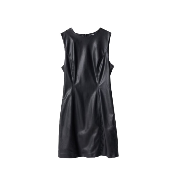 vestidos para o outono cabedal preto curto sem mangas
