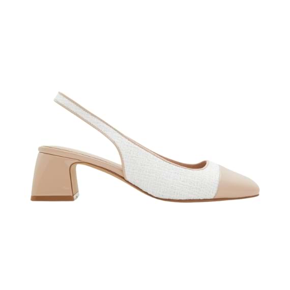 sapatos de outono slingback duas cores bege e branco