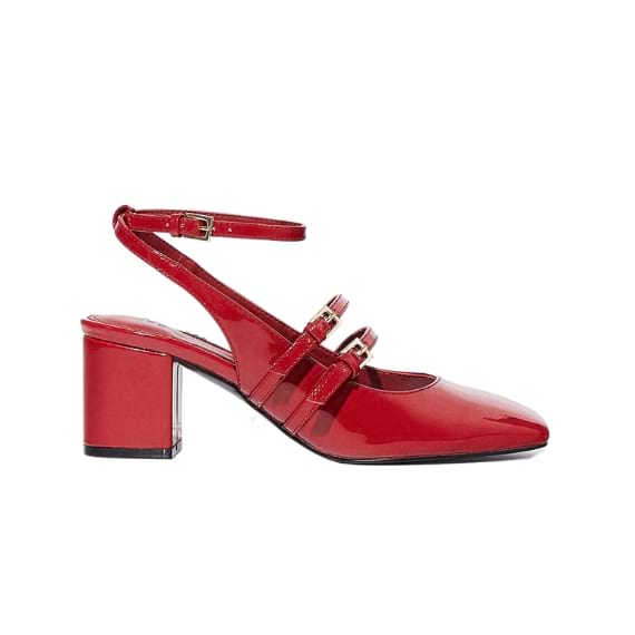 sapatos de outono vermelho mary jane