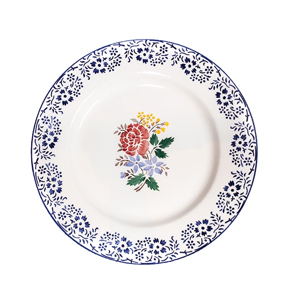 loiças antigas prato branco com azul