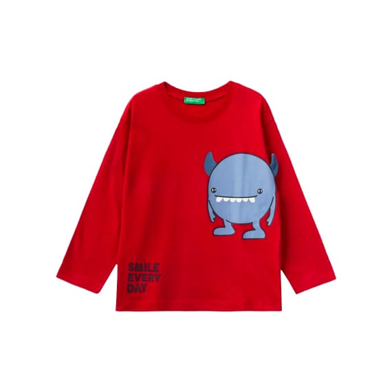Roupas de bebé camisola manga comprida vermelha estampada