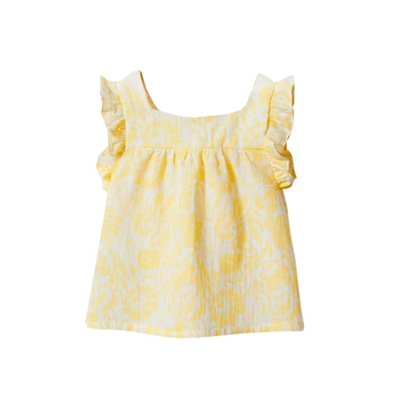 Roupas de bebé blusa sem mangas amarela
