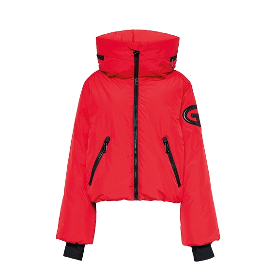 roupa de ski casaco puffer vermelho