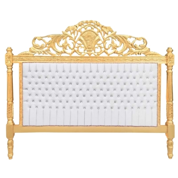 cabeceira de cama estilo barroco branca e dourada