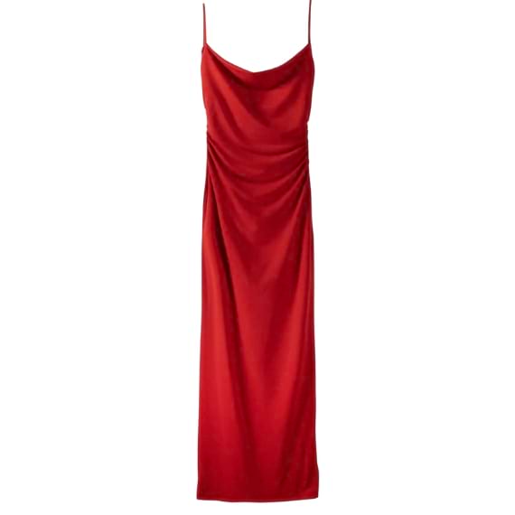 vestidos de cerimónia vestido vermelho cetim alças comprido