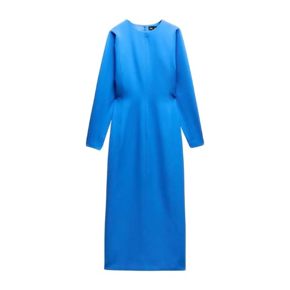 vestidos de cerimónia vestido azul midi de manga comprida