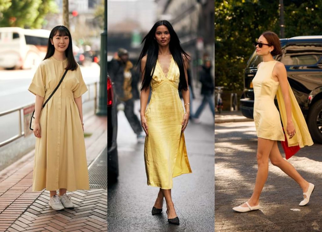 vestidos butter yellow street style 