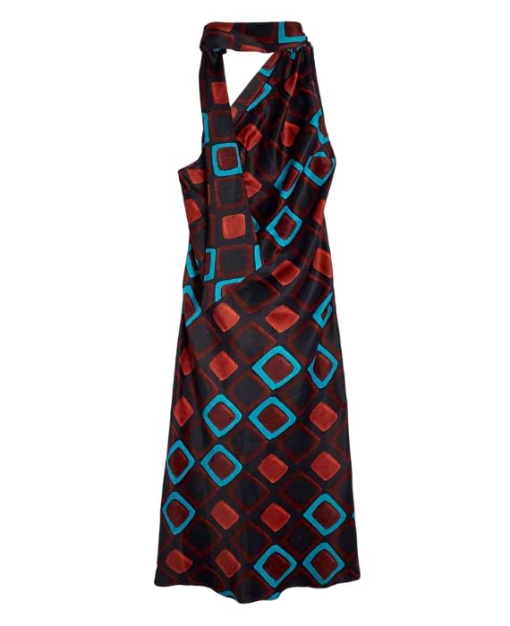 vestido castanho losangulos