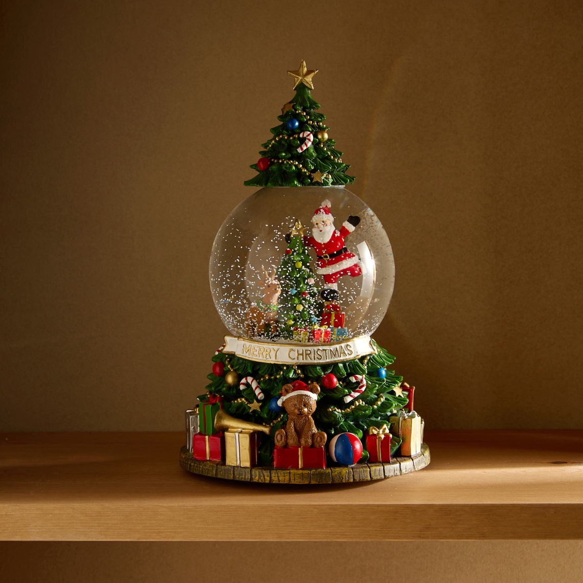 decoração de Natal para a casa Bola de neve Pai Natal com árvore